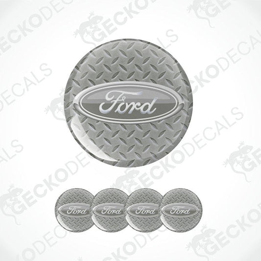 Ford logo with diamond plate pattern on a white background