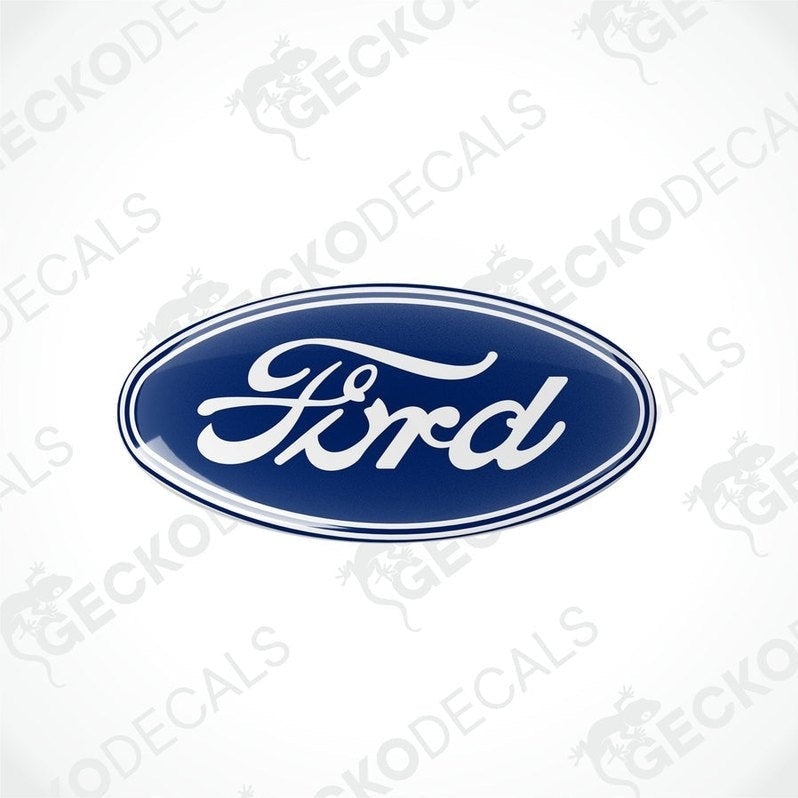  Blue vinyl stickers with the word 'FORD' written in white, with a GeckoDecals watermark on the image.