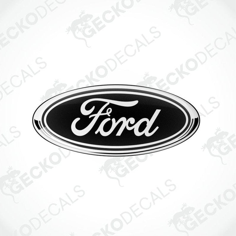  Black oval-shaped vinyl decals with the 'Ford' brand logo in white lettering.