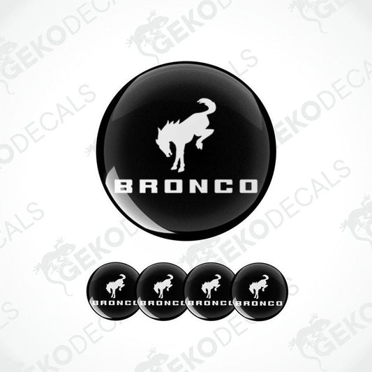 A set of black vinyl decals with the text 'BRONCO' and an image of a horse. The set includes one large decal and three smaller ones.