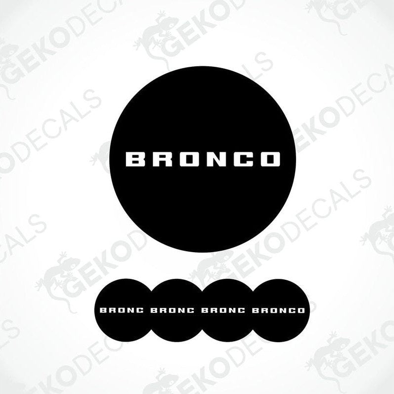 A set of black vinyl decals with the text 'BRONCO' on them, displayed on a white background.