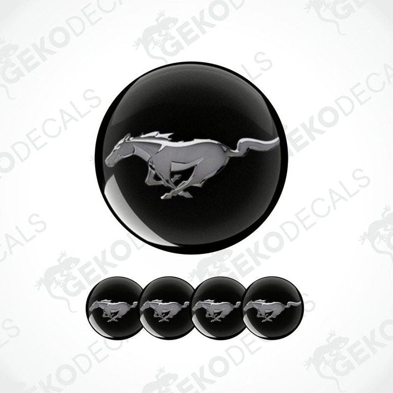 Ford Mustang logo and five smaller versions on a white background with 'Geckodecals' branding.