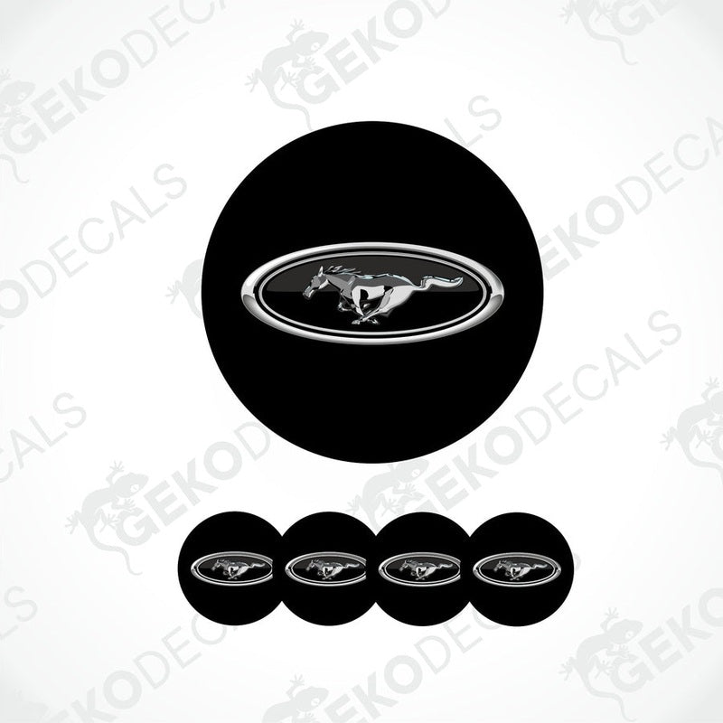 A set of four black vinyl decals with the Ford logo in white.