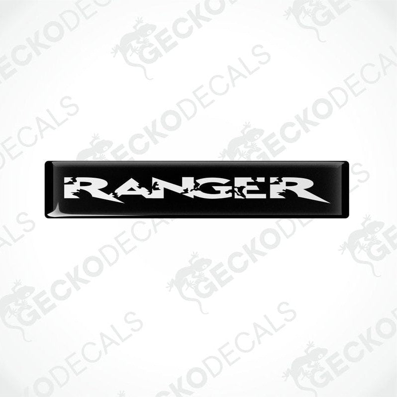  Black vinyl stickers with the word 'RANGER' in white text, placed against a white background.