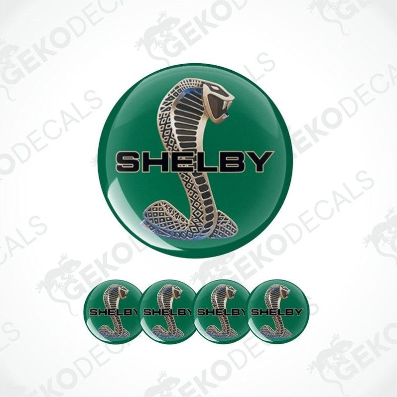 Set of Shelby logos on green buttons with a white background