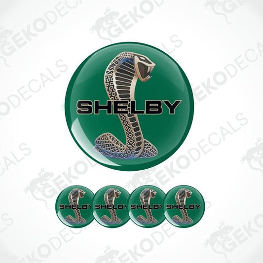 Set of Shelby logos on green buttons with a white background