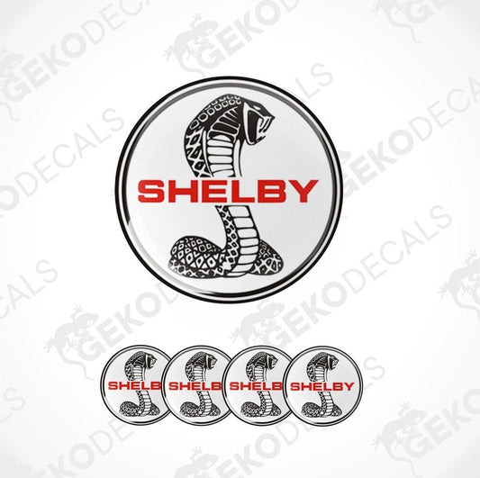 A set of car decals featuring the Shelby logo and text 'SHELBY' in a circular arrangement.