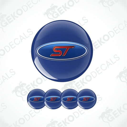 Epoxy decal Set of blue 'ST' logos on a white background with 'GECKODECALS' branding.