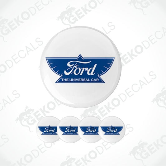 Ford logo decal on a white background with 'The Universal Car' text.