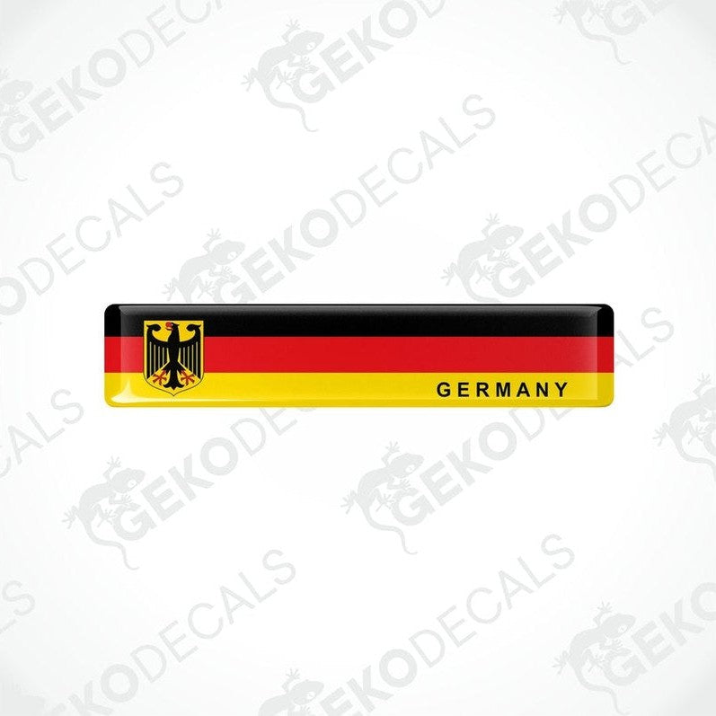  Vinyl decals with a polyurethane coating featuring the flag of Germany and the text 'GERMANY', including the national emblem.
