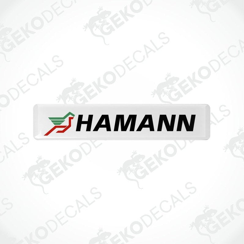  White vinyl stickers with the HAMANN brand logo in red and green.