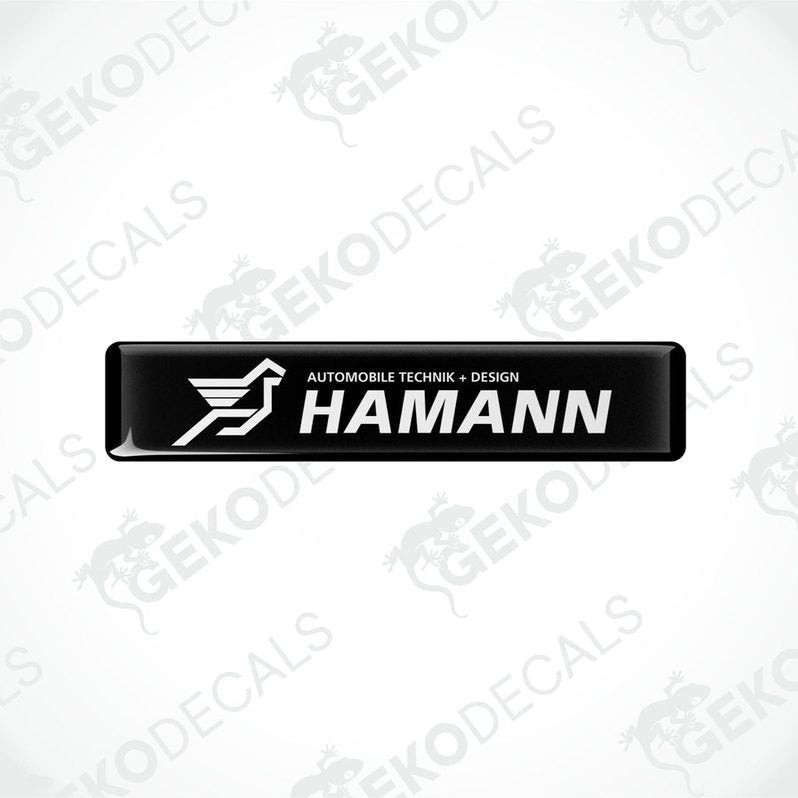  Rectangular black vinyl decals with the white HAMANN Motorsport GMBH logo.