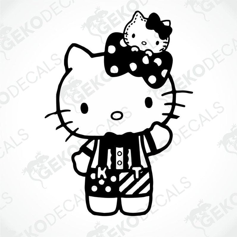 Black and white sticker of Hello Kitty, suitable for car stickers.