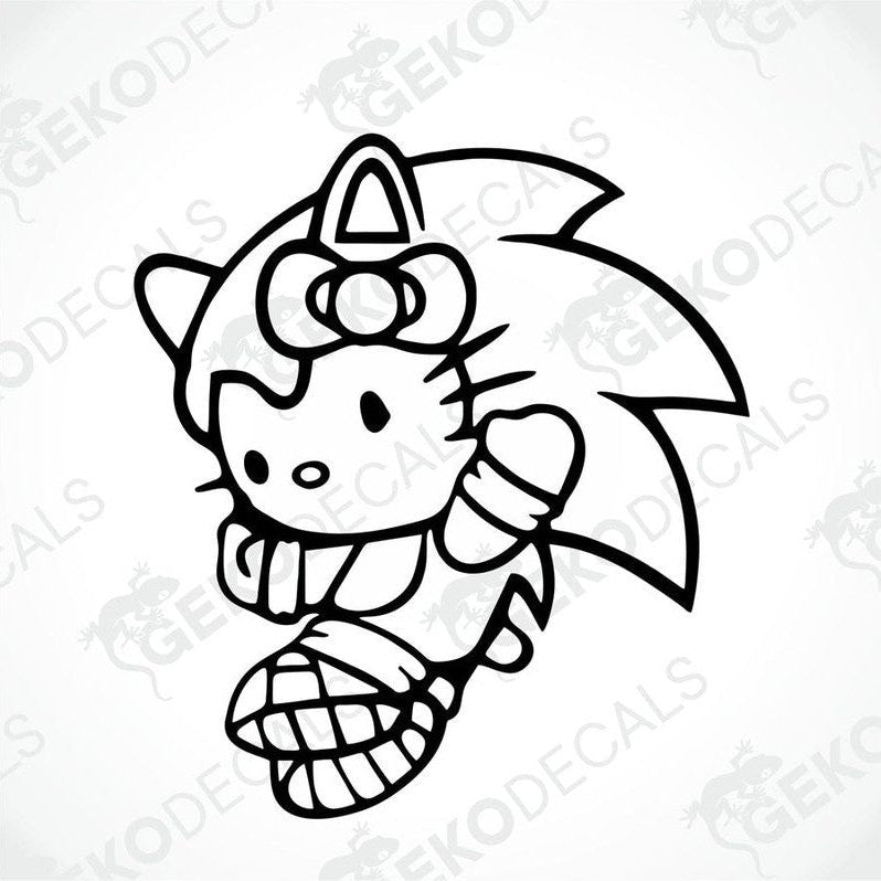 A colorful die cut sticker of Hello Kitty character, suitable for car decals.