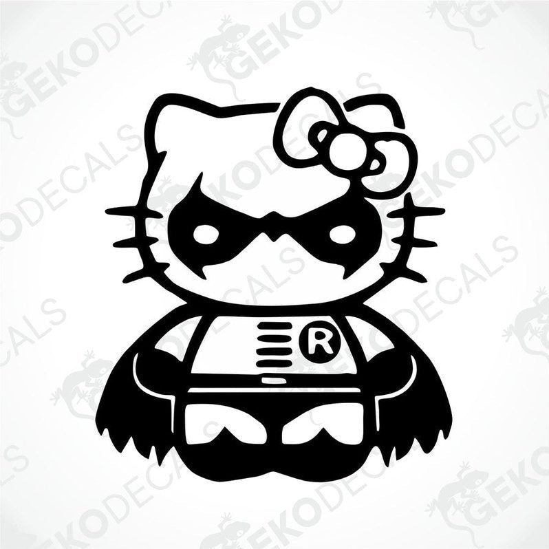 Black and white sticker of Hello Kitty BATMAN, suitable for car stickers.