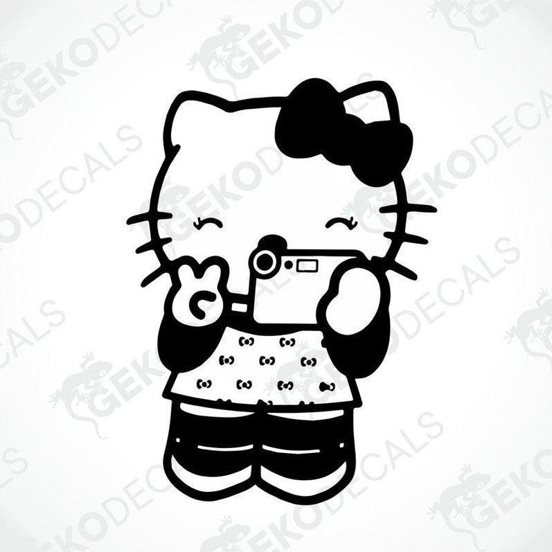 Black and white sticker of Hello Kitty, suitable for car stickers.
