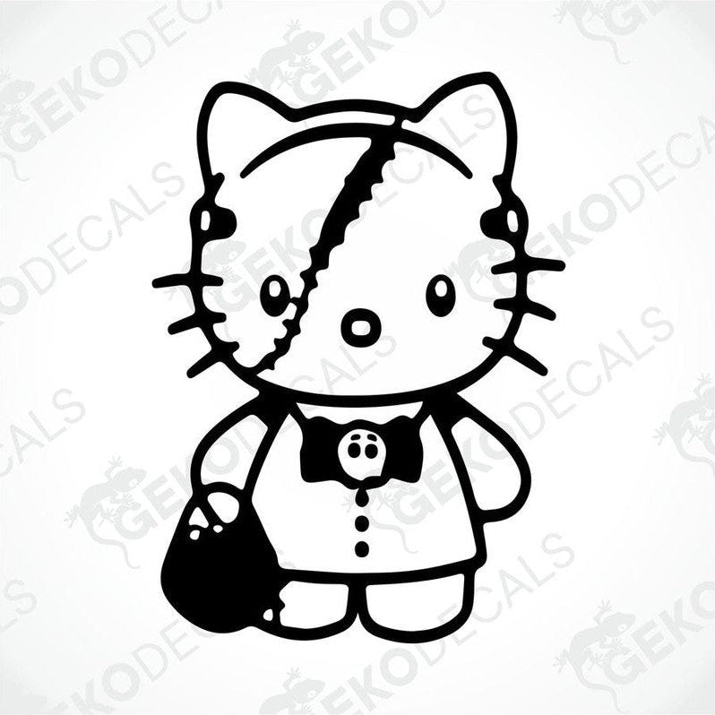 Black and white sticker of Hello Kitty, suitable for car stickers.