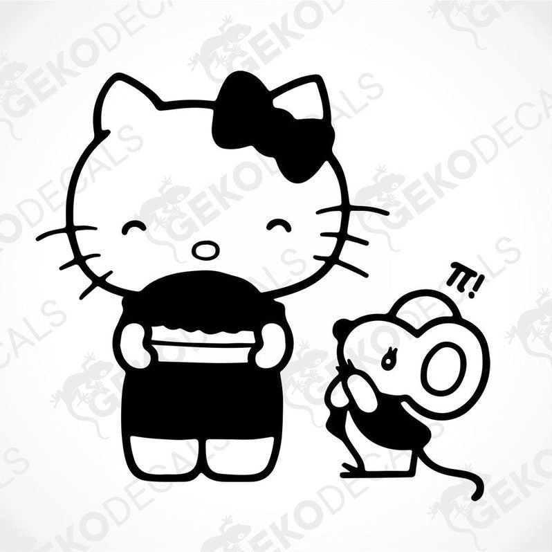 Black and white sticker of Hello Kitty, suitable for car stickers.