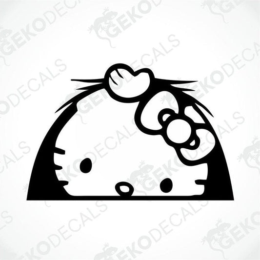 A die cut sticker of Hello Kitty's face with her signature bow.