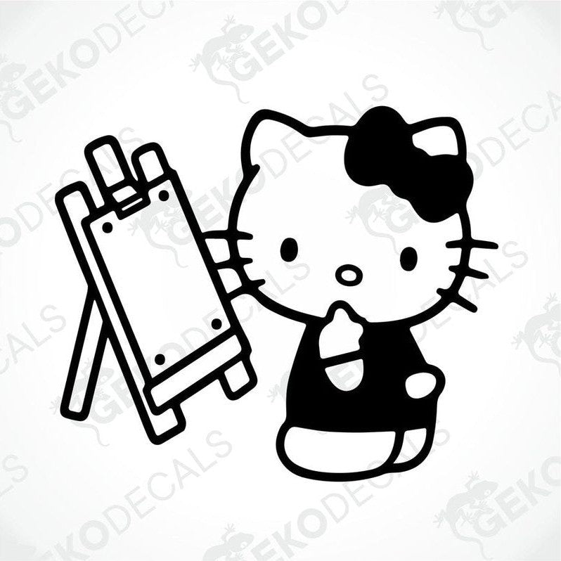 Black and white sticker of Hello Kitty, suitable for car stickers.