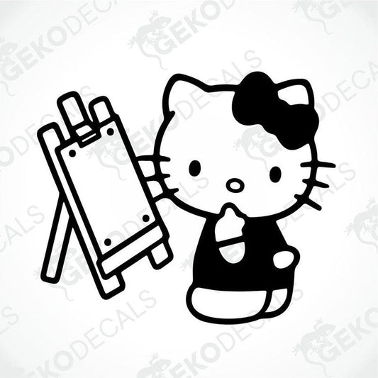 Black and white sticker of Hello Kitty, suitable for car stickers.