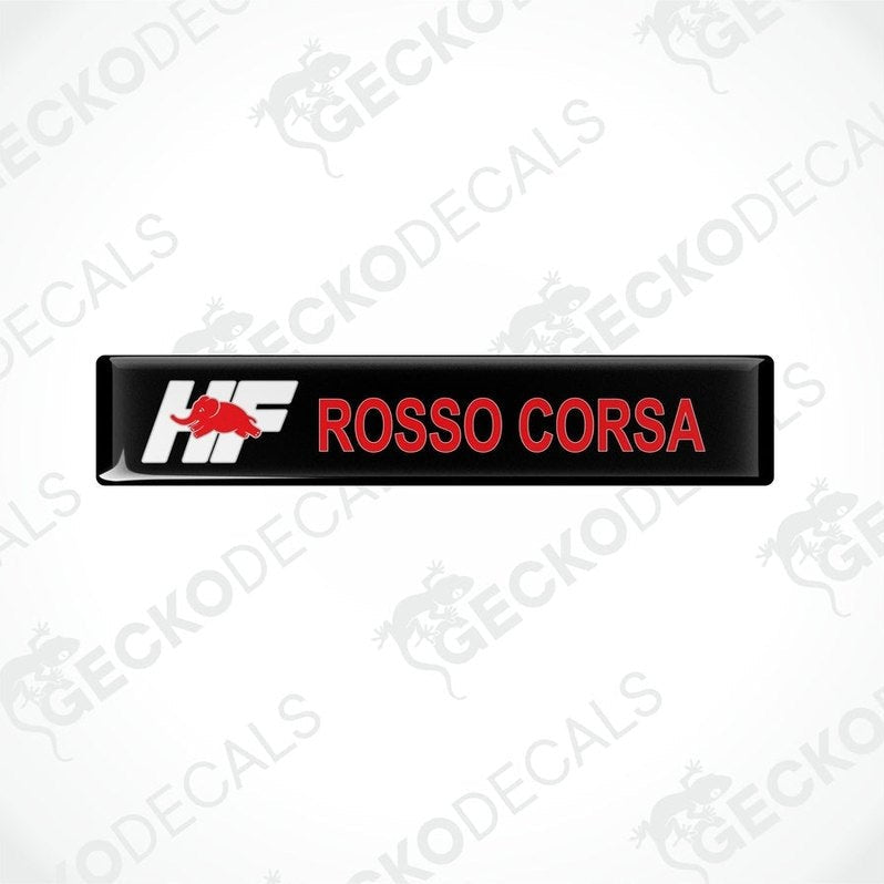  Black vinyl decals with 'LANCIA ROSSO CORSA' text in white and red
