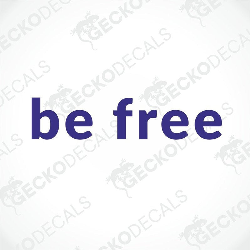 Dark purple 'be free' die-cut decorative sticker for caravan or hobby use