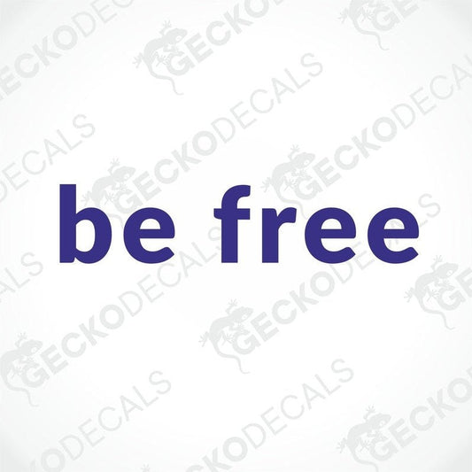 Dark purple 'be free' die-cut decorative sticker for caravan or hobby use