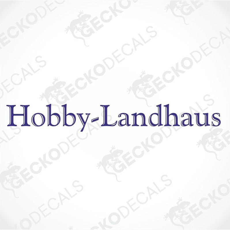 Hobby-Landhaus dark blue die-cut caravan sticker classic design