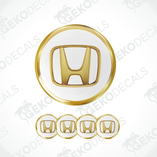 Gold Honda logo decal on a white background with 'Geckodecals' watermark.