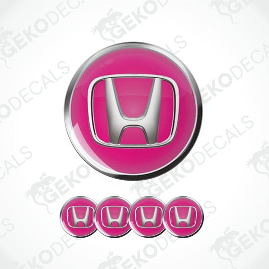 Pink Honda logo with chrome outline on a white background