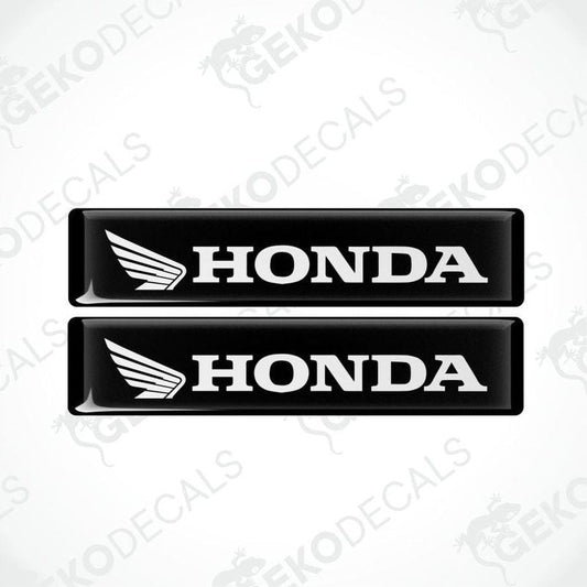 Two Honda logo decals on a white background with 'Gekodecals' branding.