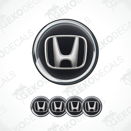 A set of four black vinyl stickers with a Honda logo design, displayed against a white background.