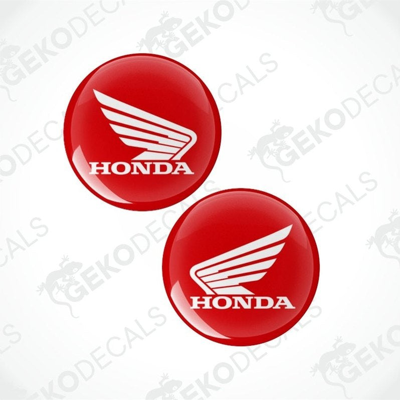 Two red Honda logos on a white background with 'Geckodecals' watermark.
