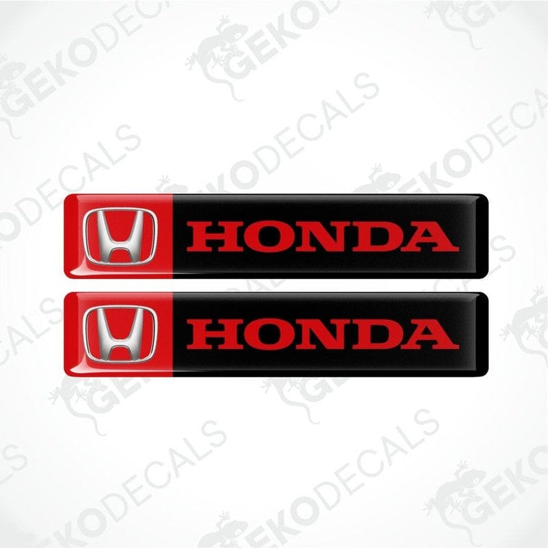Two Honda logo decal stickers on a white background with 'Geckodecals' branding.