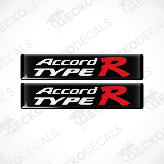 Two black, red, and white vinyl decals with the text 'Accord TYPE R' on them.