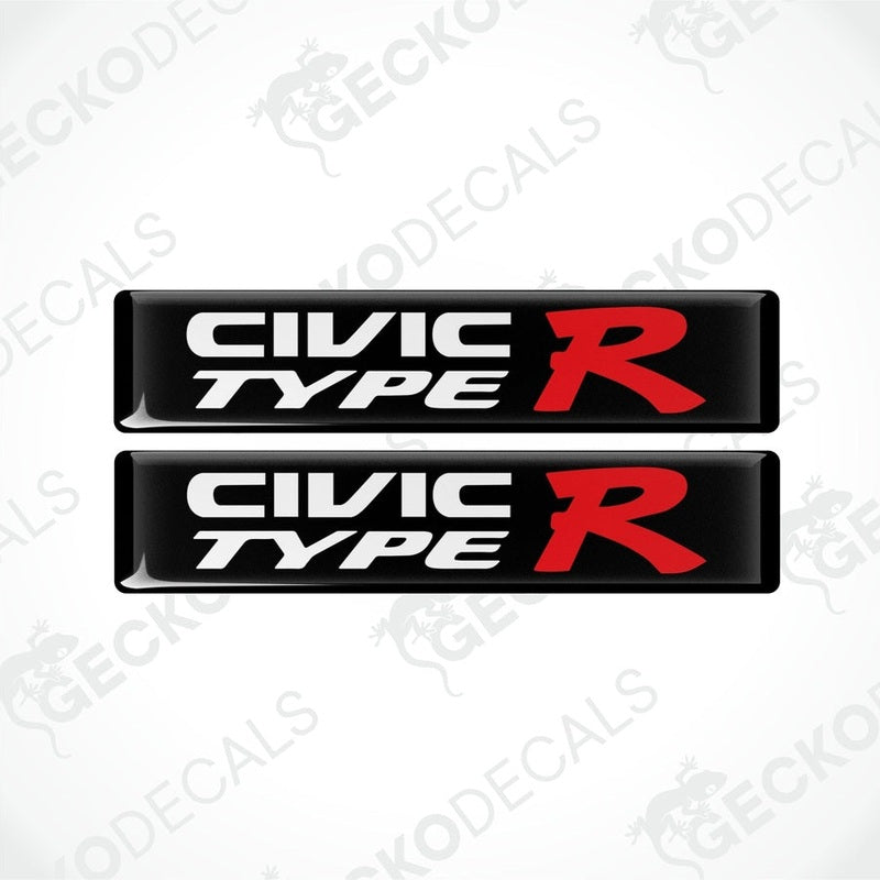Two decals for HONDA CIVIC TYPE R, predominantly red and black in color, designed for vehicle usage.