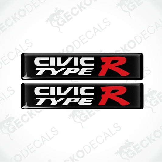 Two decals for HONDA CIVIC TYPE R, predominantly red and black in color, designed for vehicle usage.