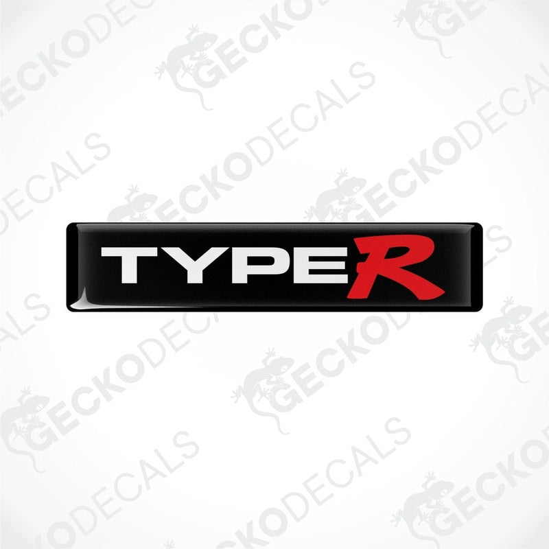 Black vinyl stickers with the text 'Type R' in red and white, placed against a white background.