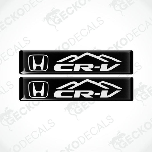 Two black vinyl decals with white text and logo representing a Honda CRV.