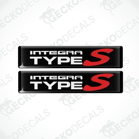 Two black vinyl stickers with the text 'INTEGRA Type S' in red and white.