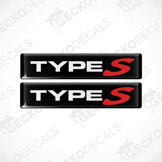 Two black vinyl stickers with the text 'TYPE S' in red.