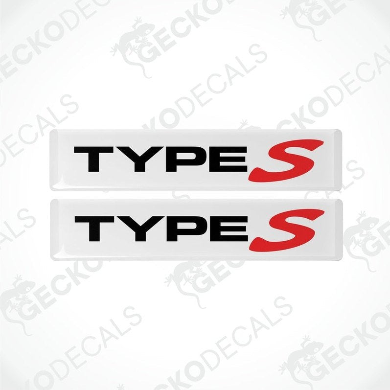 Two white vinyl stickers with the text 'TYPE S' in red.