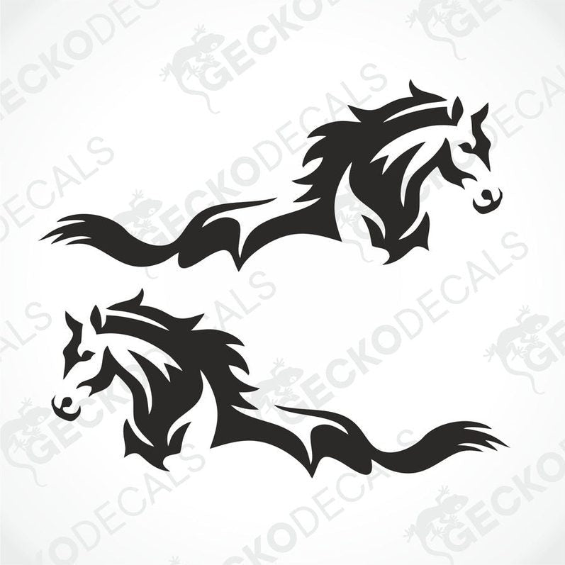 Black die-cut galloping horse decals set
