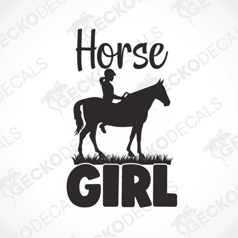 Black Horse Girl die-cut decal with girl riding horse silhouette for car or laptop