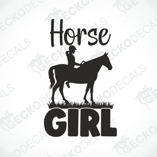 Black Horse Girl die-cut decal with girl riding horse silhouette for car or laptop