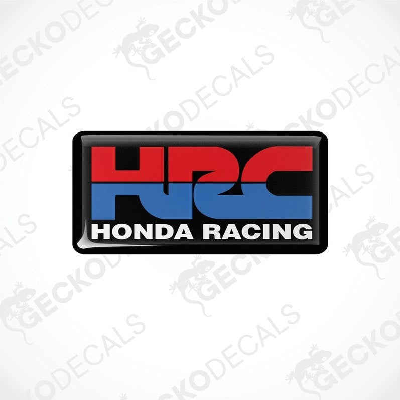 Square vinyl stickers with a red, blue, and white design featuring the text 'HONDA RACING' and the Honda logo.
