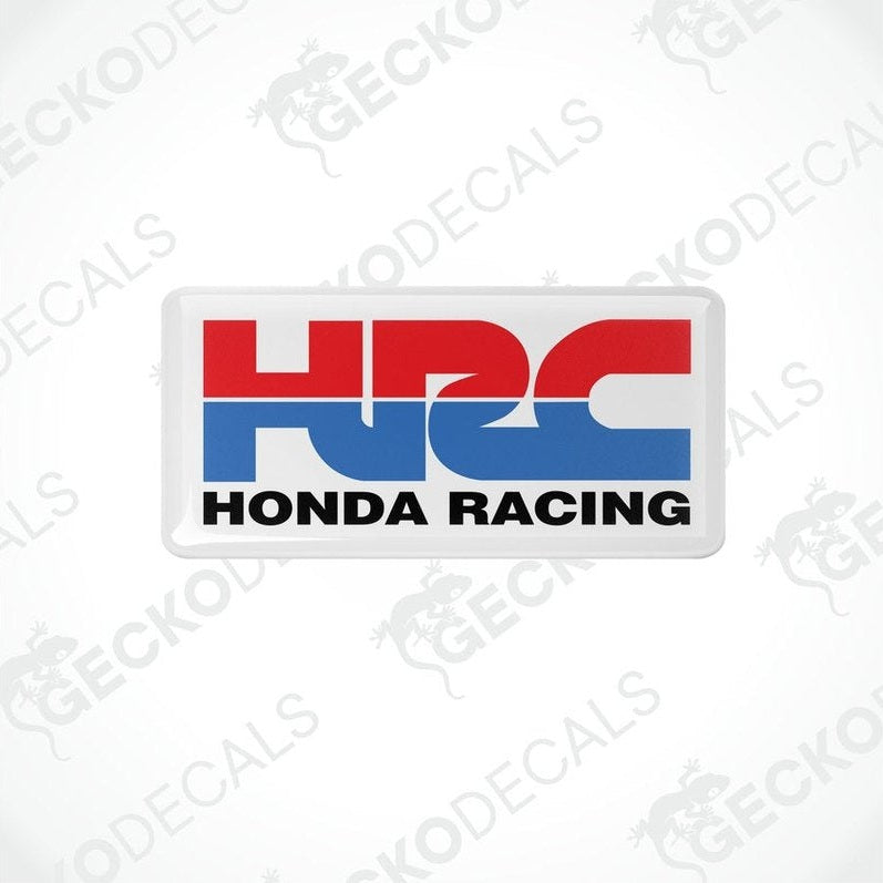Square vinyl stickers with a red, blue, and white design featuring the text 'HONDA RACING' and the Honda logo.
