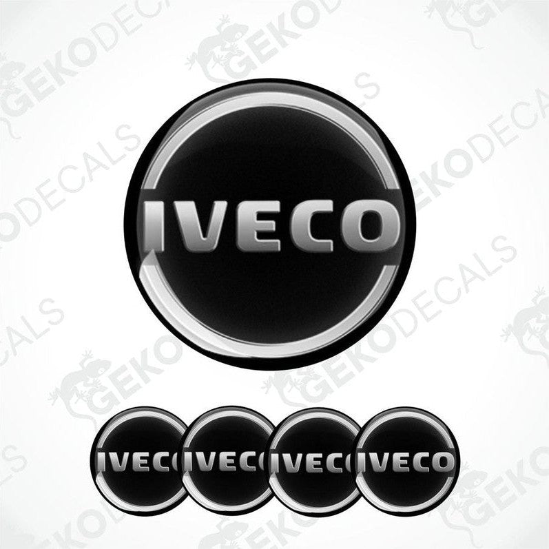 A set of four black vinyl decals with the IVECO logo.