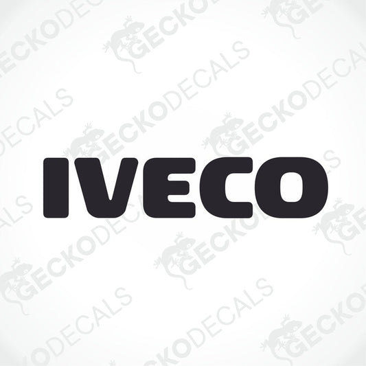 A black diecut sticker with the IVECO brand logo.